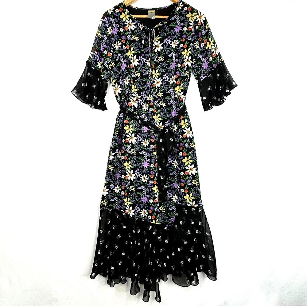 Taylor Dark Floral Chiffon Maxi Dress